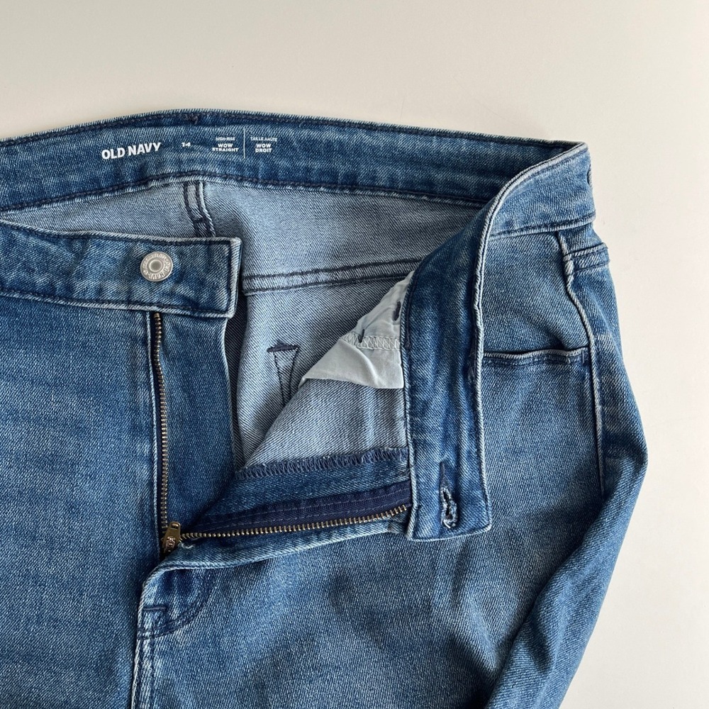 Old Navy Wow Straight High Rise Jeans Womens 14 Medium Wash Blue Stretch Denim - Picture 4 of 8